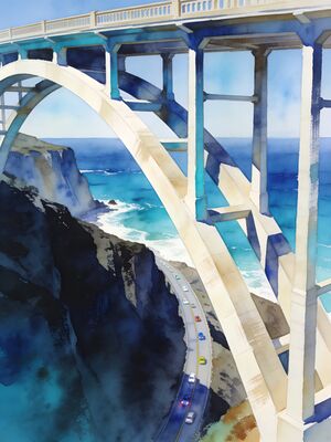 Big Sur Watercolor Canvas Print