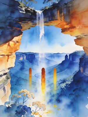 Blue Mountains Watercolor Canvas Print