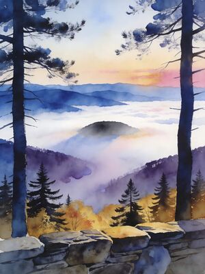 Blue Ridge Parkway Watercolor Canvas Print