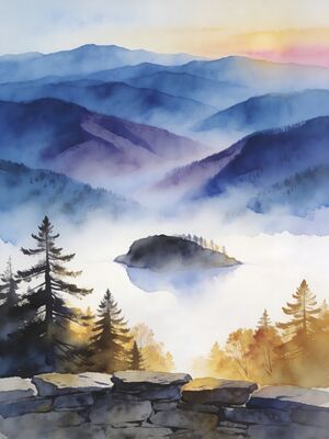 Blue Ridge Parkway Watercolor Canvas Print