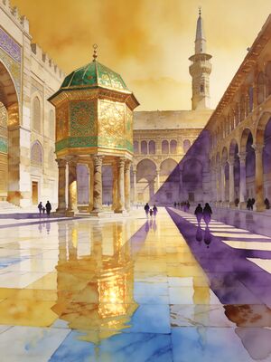 Damascus Watercolor Canvas Print