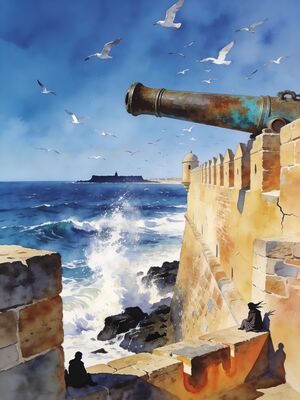 Essaouira Watercolor Canvas Print