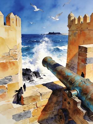Essaouira Watercolor Canvas Print