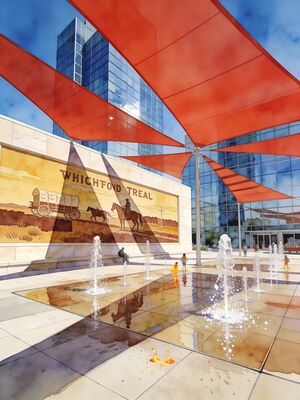 Fort Worth Watercolor Canvas Print