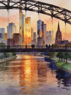 Frankfurt Watercolor Canvas Print