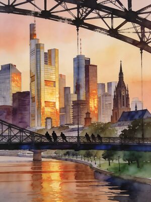 Frankfurt Watercolor Canvas Print