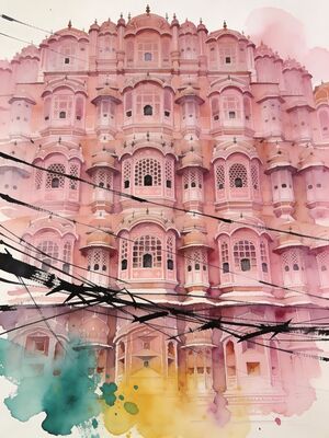 Jaipur Watercolor Canvas Print