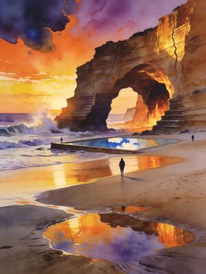 Laguna Beach Watercolor Canvas Print