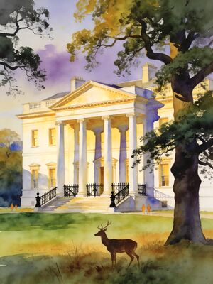 Richmond Park Watercolor Canvas Print