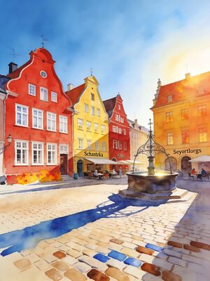 Stockholm Watercolor Canvas Print
