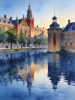 The Hague Watercolor Canvas Print