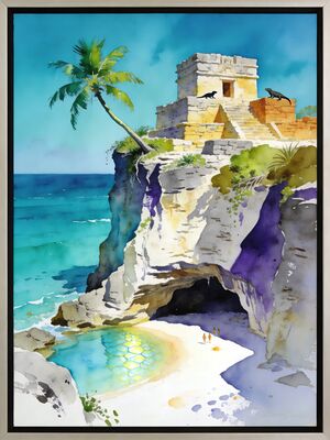 Tulum Ruins Watercolor Canvas Print