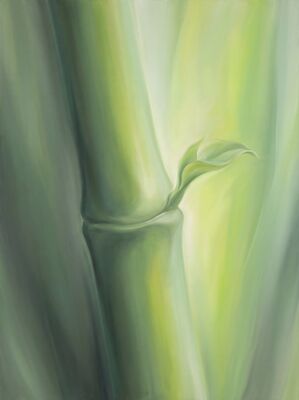 Green Stem Ascending Botanical Canvas Painting