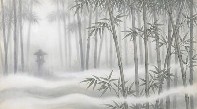 Bamboo in Morning Mist Serenity Canvas Painting