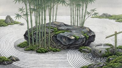 Bamboo and Zen Stones Garden Canvas Painting