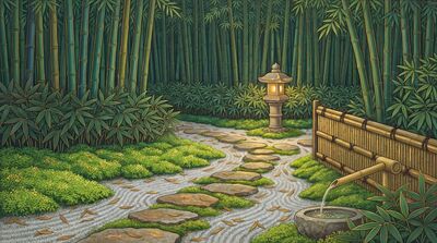 Manicured Bamboo Garden Design Canvas Wall Art