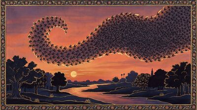 Birds Returning Roost Dusk Flock Canvas Wall Art
