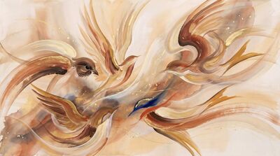 Abstract Birds Fluid Contemporary Canvas Painting