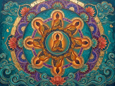 Purple Buddha Mandala Canvas Painting