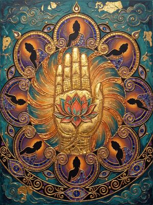Buddha Blessing Mudra Canvas Painting
