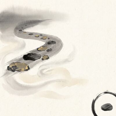 Stepping Stones in Fog Canvas Painting