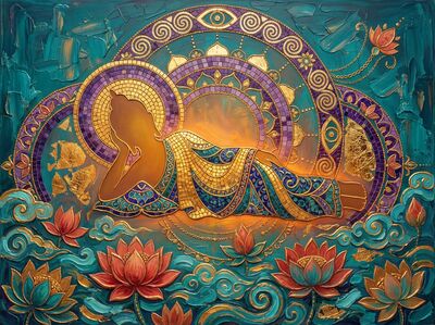Reclining Buddha Canvas Wall Art