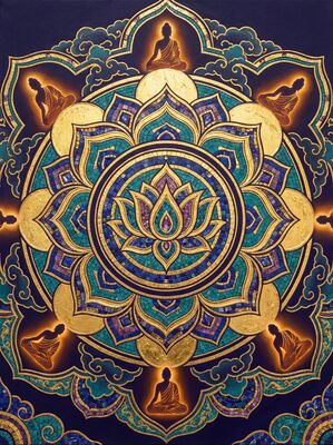 Abstract Lotus Mandala Canvas Wall Art