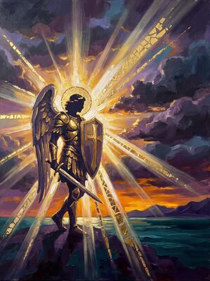 Archangel Michael Sword and Shield Canvas Wall Art