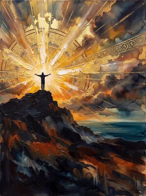 Crucifixion Hilltop Sunset Canvas Wall Art