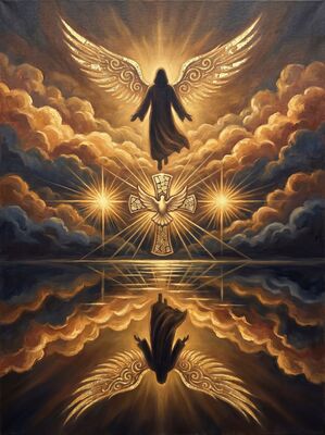 Majestic Angel Spread Wings Canvas Painting