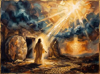 Resurrection Scene Blinding Light Canvas Wall Art