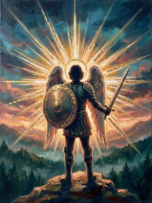 Archangel Michael Forest Canvas Wall Art