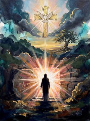 Christ Resurrection From Tomb Canvas Painting