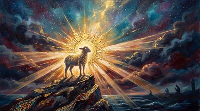 Lamb of God Golden Halo Canvas Painting