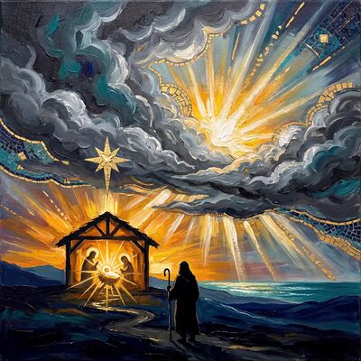 Nativity Scene Bethlehem Star Canvas Wall Art
