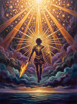 Archangel Michael Twilight Canvas Painting