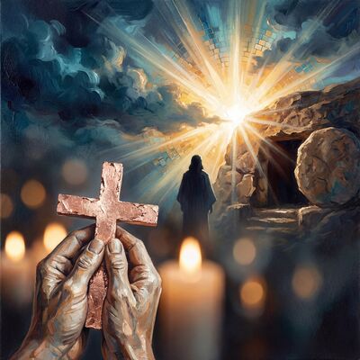 Empty Tomb Rose Gold Light Canvas Wall Art
