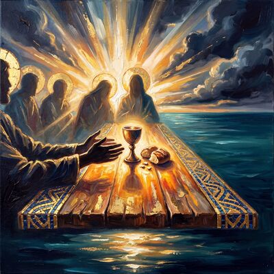 The Last Supper Amber Light Canvas Painting
