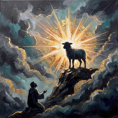 Lamb of God Silver Light Canvas Painting