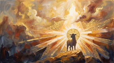 Lamb of God Warm Ochre Canvas Painting