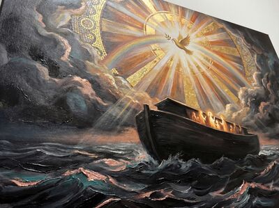 Noah's Ark Rose Gold Storm Canvas Wall Art