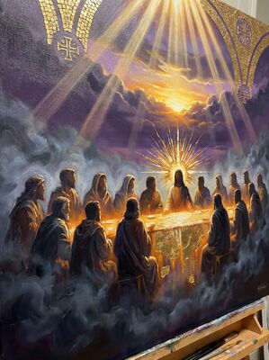 The Last Supper Purple Twilight Canvas Painting