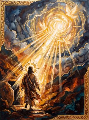 Resurrection Triumph Ochre Canvas Painting