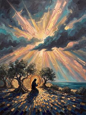 Garden of Gethsemane Rose Gold Canvas Wall Art