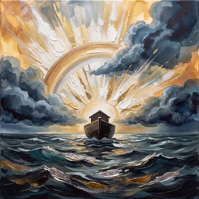 Noah's Ark Silver Storm Canvas Wall Art