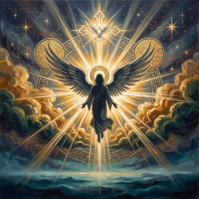 Guardian Angel Forest Green Canvas Painting