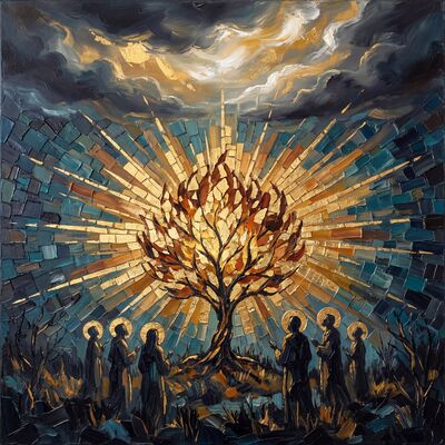 Burning Bush Ochre Fire Canvas Wall Art