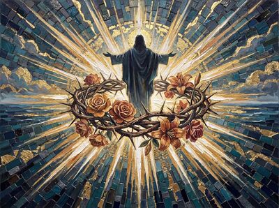 Crown of Thorns Blooming Ochre Canvas Painting