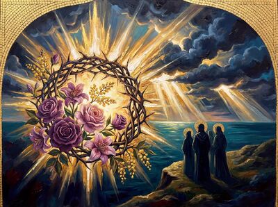 Crown of Thorns Purple Bloom Canvas Wall Art