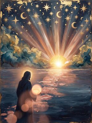 Jesus Walking on Water Rose Gold Canvas Wall Art